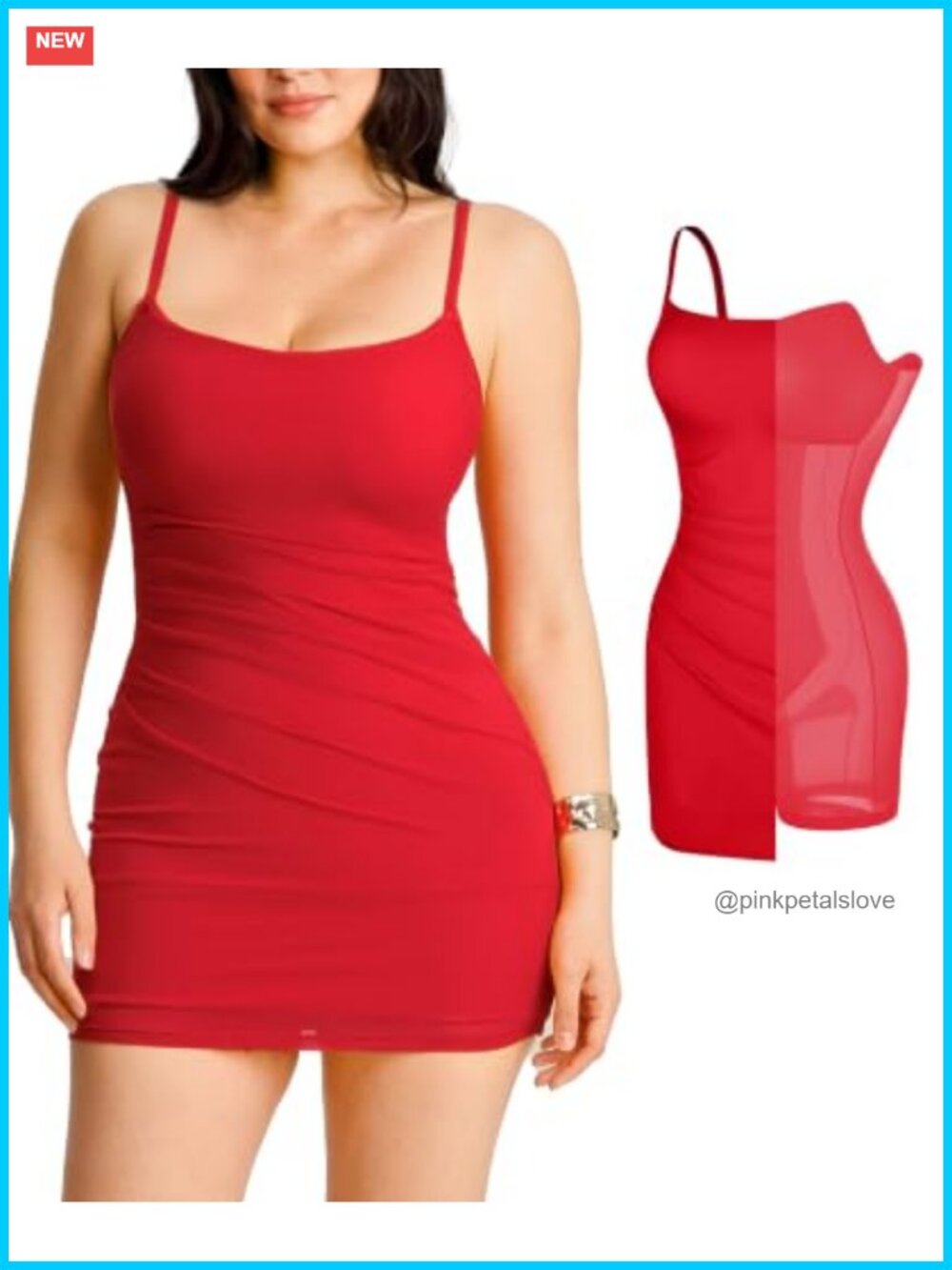 Shapewear Mini Dress Built in Bra Mesh Ruched Bodycon Spaghetti Strap